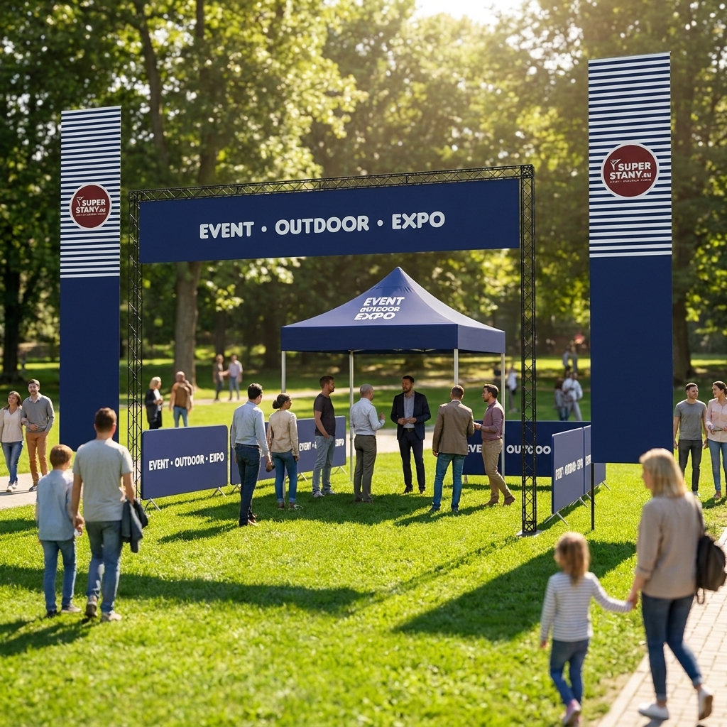 Športová brána, reklamný stan, vlajky a ohradenie - EVENT GATE SET 2 outdoor set finish gate zatarasy reklamny stan